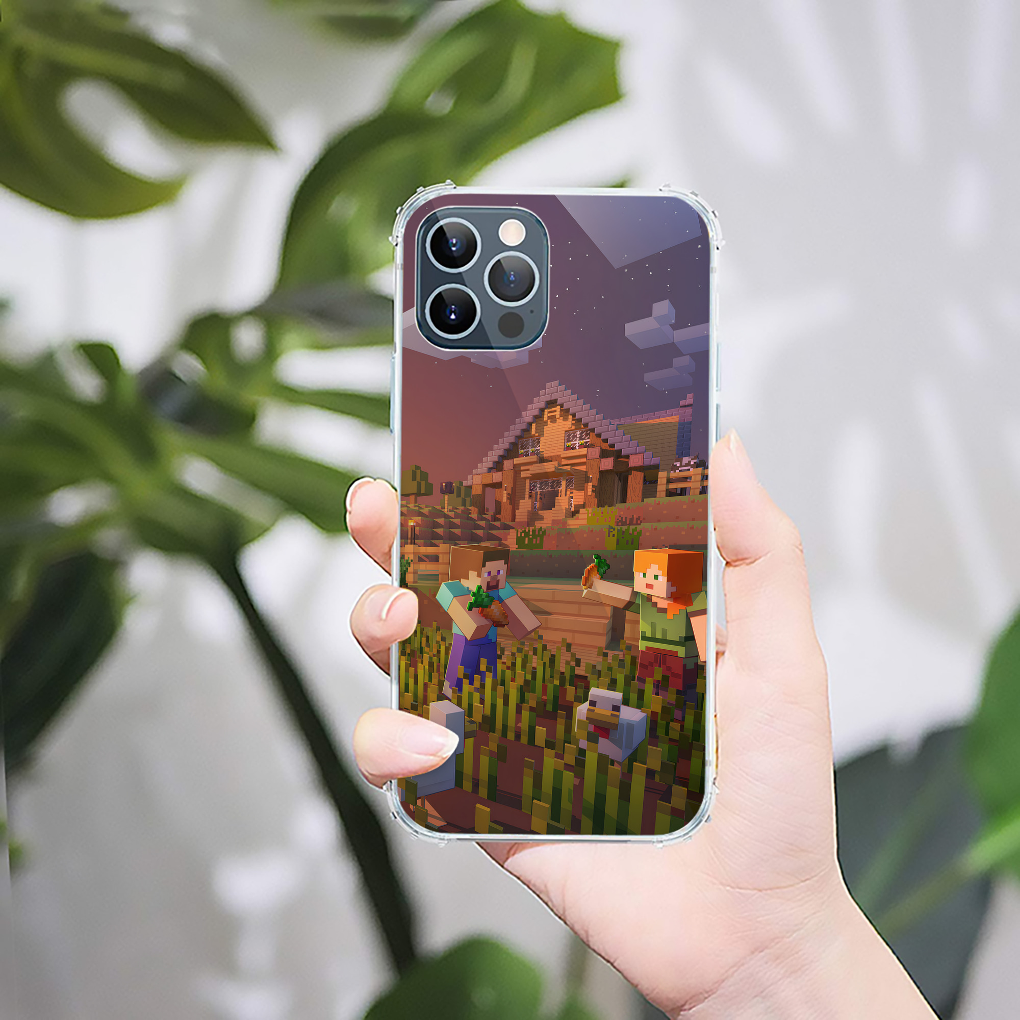 （画像用） マインクラフト ブロックの世界 Minecraft MC Block world 【iPhone 12シリーズ対応】透明スマホケース（クリアソフトケース）